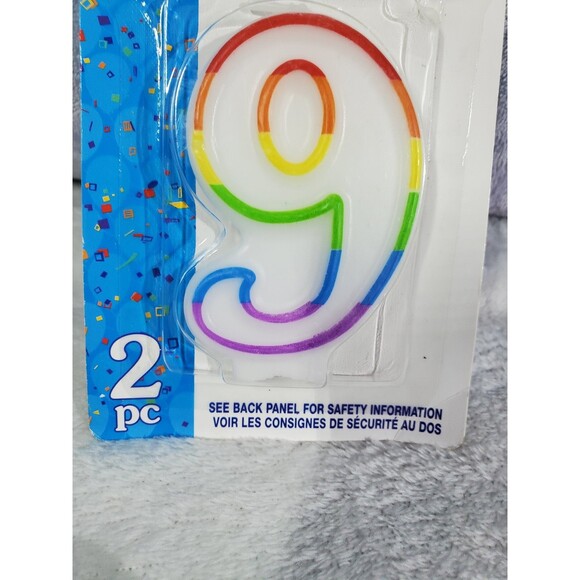 Happy Birthday 2 Pc Candle With Cake Decor Number 9 - Picture 2 of 4